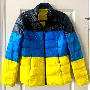 Aqua multi colored puffer jacket